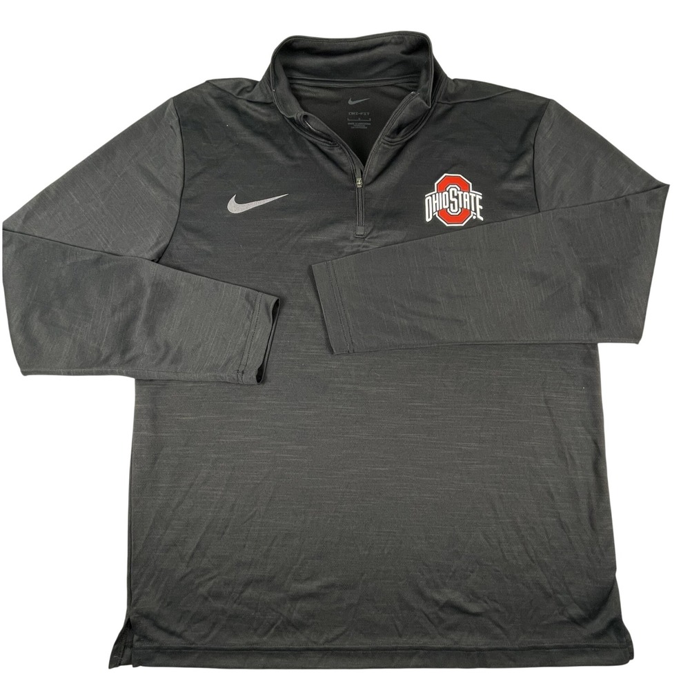 Nike Pullover Mens L Gray Ohio State Buckeyes Quarter Zip Dri-FIT  Athletic